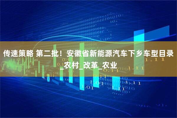 传速策略 第二批！安徽省新能源汽车下乡车型目录_农村_改革_农业